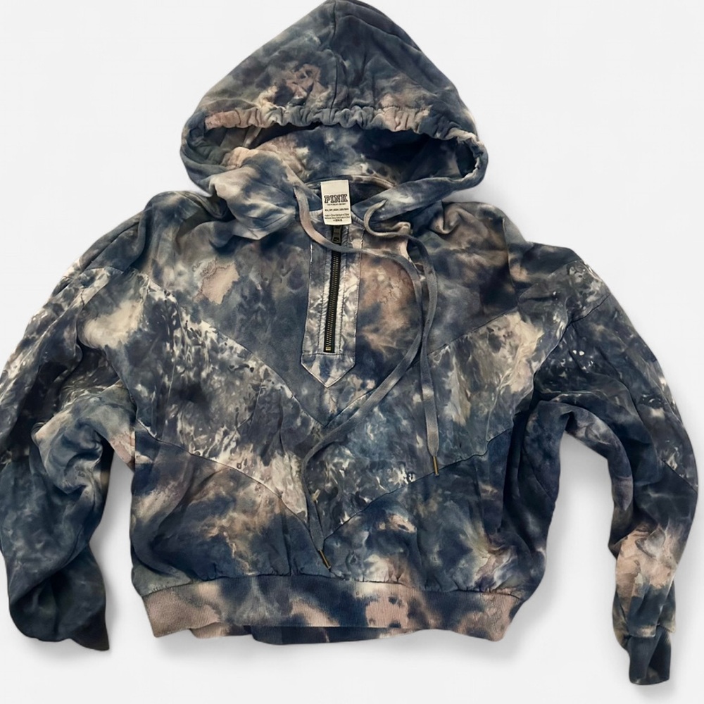 Victoria's Secret Pink and Blue lightweight tie-dye hoodie